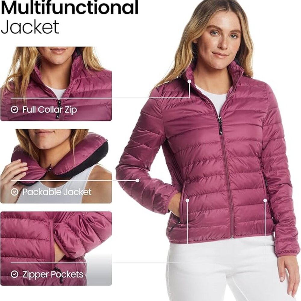 WEATHERPROOF Womens Puffer Jacket Packable Dusk Orchid With Logo Size NEW - Picture 12 of 13
